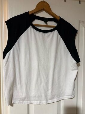 Wild Fable- Two-Tone Black & White Raglan Muscle Tee